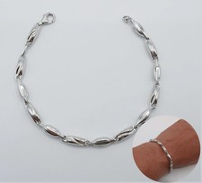 Bracciale Uomo Argento 925 Dorato Oro Bianco 18kt Maglia Segmenti Ovali Oro Bracciale price