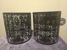 Set 2 portacandele da parete pergamena in metallo nuovi con etichetta nero Supporto per Candle price