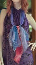 Foulard/Jabot hippie boho floreale zingaro fatto a mano in chiffon di seta quercia Headscarf price