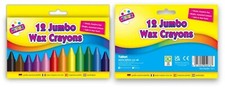 Confezione 12 Pastelli Cera Jumbo Bambini Artigianato Creatività Divertente Cancelleria Wax Crayons price
