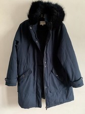MONSOON BLU NAVY MANICHE LUNGHE PELLICCIA SINTETICA CAPPUCCIO CAPPOTTO SOPRABITO CAPOSPALLA TAGLIA: L Overcoat Donna price
