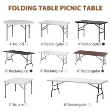 Tavolo Pieghevole Card Giardino Cortile Spiaggia Famiglia Tavolo Picnic 3/4/6/8 FT Bianco/Nero Conference Tavolo price