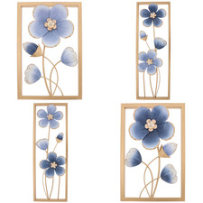 Shudehill Giftware Blu Bloom Metallo Parete Arte Pannello Floreale Cornice Oro Multi-piece / Forex Decorazioni da Parete price