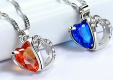 Collana Donna Cuore in Pietra Pendente Porta Fortuna Placcata Argento Collana in argento price