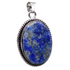 Ciondolo lapislazzuli pietra preziosa naturale placcato argento antico 1,5" J 1041 Collana in argento price