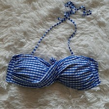 Top bikini a quadri Winki blu e bianco Bikini price