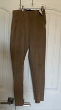 Leggings Zara Basics ecopelle scamosciata marrone vita alta zip alla caviglia TG M Leggings price