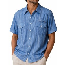 Camicia uomo cotone estiva regular fit colletto classico manica corta bianca blu Camicia Uomo price