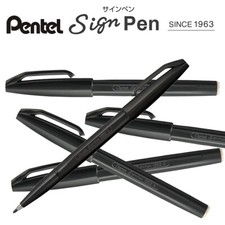 PENTEL SIGN-PEN pennarello a base acqua punta in fibra nero set 5 pezzi made in Japan Marker Penna price
