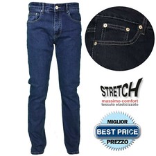 Jeans Uomo Cotone 5 Tasche Regular Fit Gamba Dritta Elasticizzato Pantalone Deni Jeans / Denim Pantaloni Uomo price