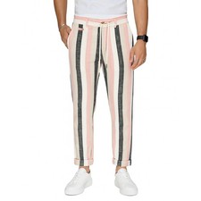 Pantaloni Uomo Lino e Cotone a Righe Primaverili con Elastico in vita Pantaloni Uomo price
