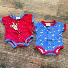 Body Mary Engelbreit bambino vintage cane cucciolo a pois con scatto davanti, blu rosso, 0-3 m Pantaloncini Bebè price
