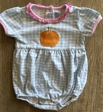 Pagliaccetto Trotter Street per bambini blu Gingham zucca con volant taglia 6 m bambina Pantaloncini Bebè price