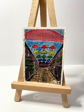 ACEO Ombrelli Arcobaleno Quartiere Cattedrale Originale Street Art di Patrice KS Umbrellas price