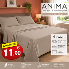 Completo Lenzuola Matrimoniale Anima Microfibra 4 Pezzi Grigio Sopra 250x290 cm Lenzuolo price