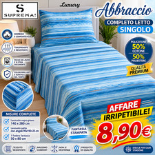 Completo Lenzuola Letto Singolo SUPREMA Abbraccio Polycotone Fantasia assortita Lenzuolo price