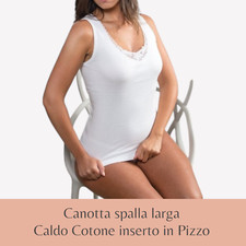 Canottiera intima donna caldo cotone felpato  canotta spalla larga con pizzo Canottiera intima donna price