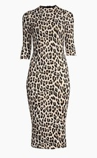 Abito midi Alice + Olivia Delora in jersey leopardato taglia 6 330€ Plaj Giysisi price