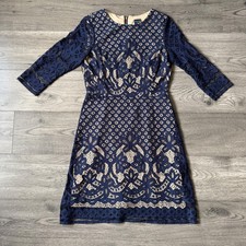 Abito tubino donna Gabby Skye blu navy pizzo manica 3/4 taglia 8 floreale overlay Plaj Giysisi price