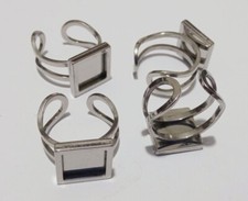 1pz base anello Cuff quadrato 17,5mm (castone 10mm) in acciaio inox bijoux Anello bijoux price