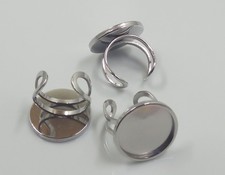 1pz base per anello Cuff tondo  17mm (castone 20mm) in acciaio inox bijoux Anello bijoux price
