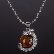 COLLANA CON CIONDOLO PIETRA COLORE MARRONE AVVOLTA DA DRAGO. BELLA (Cod. 24) Collana con pietre colorate price