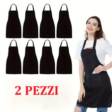 2PZ GREMBIULE PETTORINA DA CUCINA UOMO DONNA BAR CHEF BARBECUE CON TASCHE Grembiule da cucina price