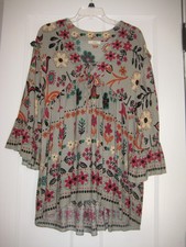 EASEL top donna scollo a V babydoll taglia Small multicolore floreale boho Tunica modest fashion price