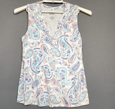 Canotta Croft & Barrow Paisley donna S bianca scollo a V senza maniche floreale cottage Tunica modest fashion price