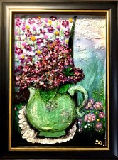 Arte in vetro floreale fantasia - quadro originale fatto a mano con mosaico e acquerello Vernice per vetro price