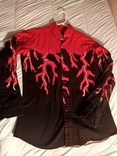 Camicia western vintage Brooks & Dunn uomo media rossa nera con bottoni fulmine Camicia ragazzo price