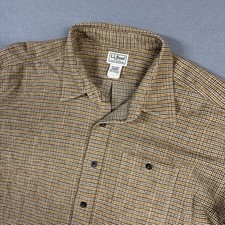 Camicia LL Bean flanella uomo XL marrone pied de poule manica lunga cotone con bottoni Camicia ragazzo price