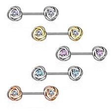Piercing Capezzolo IN Acciaio Chirurgico E Ossido di Zirconio - Bottone Di Rosa Piercing in oro e argento price