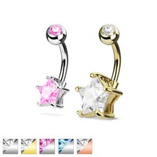 Piercing Banana Ombelico IN Acciaio Chirurgico E Doppio Ossido Zirconio Stella Piercing in oro e argento price