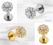 Piercing orecchino a fiorellino in acciaio inox argento e oro con zirconi elice Piercing in oro e argento price