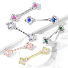 Piercing Capezzolo IN Acciaio Chirurgico E Cristallo - Fiore Barocco Piercing in oro e argento price