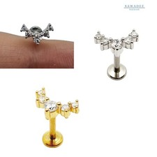 Piercing da orecchio in acciaio al trago per elix con zirconi argento e oro Piercing in oro e argento price