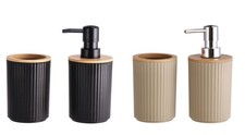 Set 2 Pezzi Accessori Bagno in Plastica e Bamboo 2 Colori Set accessori bagno price