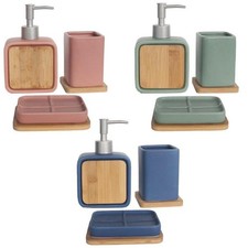 Set Accessori Bagno in Ceramica e Bamboo Square Color 3 Colori Set accessori bagno price