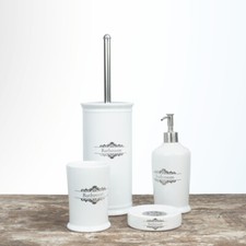 SET ACCESSORI BAGNO PORTA SAPONE SPAZZOLINI DISPENSER SCOPINO VITTORIA BIANCO Set accessori bagno price