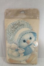 Set 8 carte annuncio vintage Hallmark Ambassador nuove bambino anatra nel cofano Set nascita bebè price