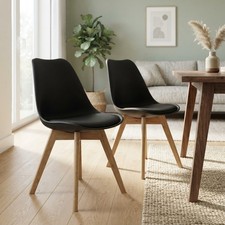 Set 2 Sedie da Pranzo in Legno Nero Scandinave Moderne Casa Ufficio Sedia standard price