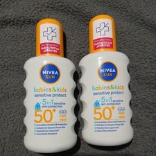 2x NIVEA SUN SPF 50+ Spray Sensibile Neonati + Bambini 5 in 1 200ml Nuovo Crema solare per bebè price