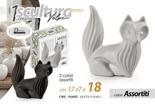 VOLPE SOPRAMMOBILE BOMBONIERA SCULTURA CERAMICA MODERNO NERO BIANCO ASS 18*17CM Soprammobile price