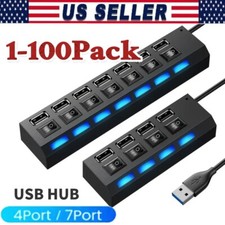 Hub USB 7 porte interruttore on/off splitter alta velocità cavo adattatore AC laptop lotto Hub & Switch price
