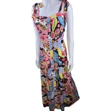 Abito Hale Bob Elbise maxi a strati pieno bottoni cravatta spalle estivo tropicale M Elbise price