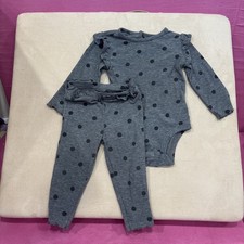 Body completo e pantaloni Carter’s bambina 2 pezzi grigio a pois con volant 12 mesi Set body bebè price