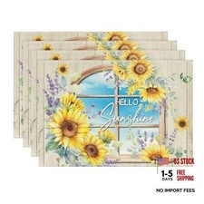 Set di 4 tovagliette estive girasoli girasoli blu finestra sole, 12x18 pollici Set tavolo e sedie price