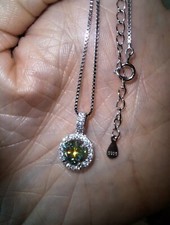 Collana In Argento Massiccio S925 Con Diamante Moissanite Blu Green Collana con diamante price