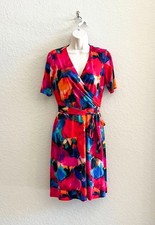 Abito midi ELLEN TRACY vibrante floreale finto avvolgente manica corta giorno ufficio donna 6 Abito Bebè price